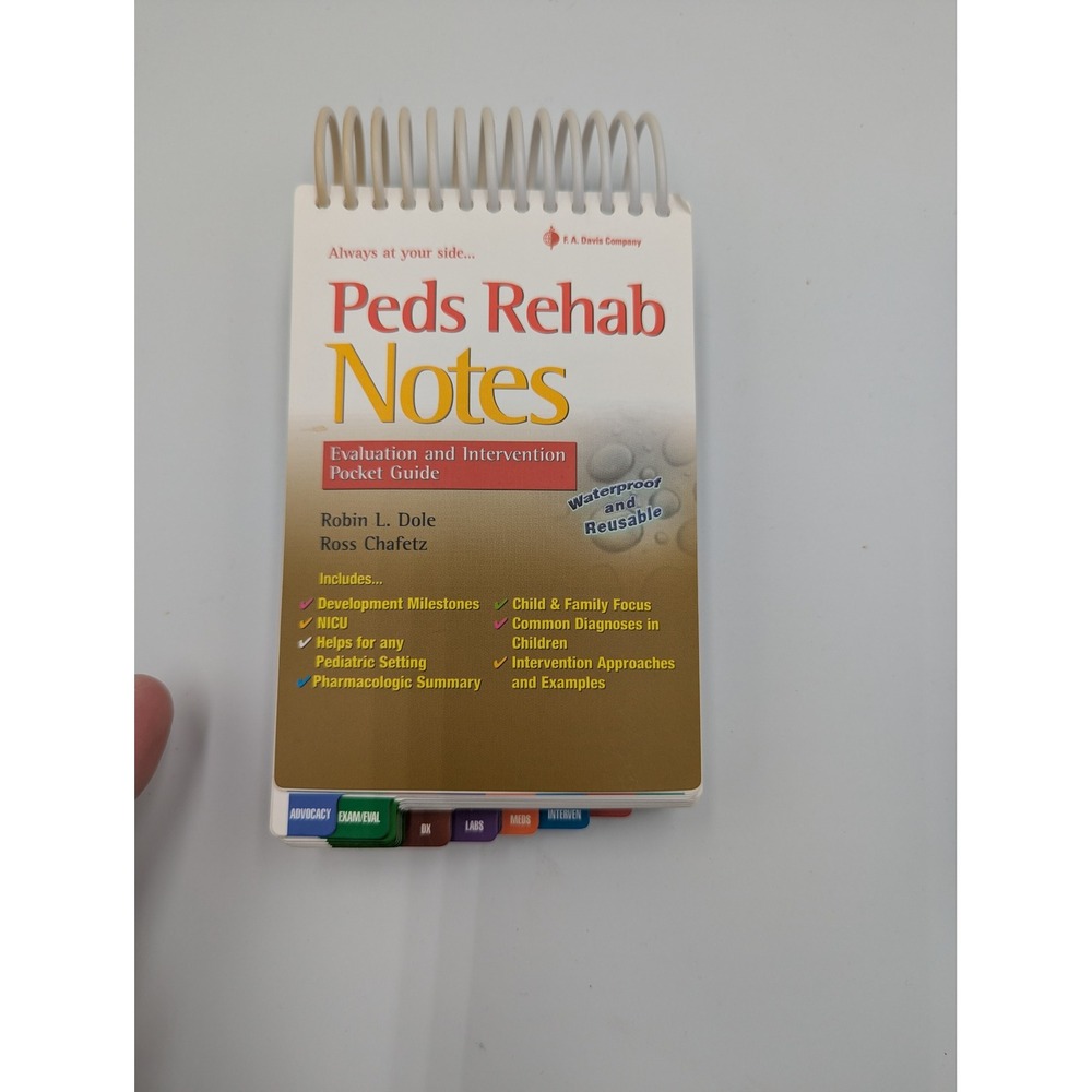 F.A. Davis Peds Rehab Notes Pocket Guide Waterproof Spiral Bound Reference
